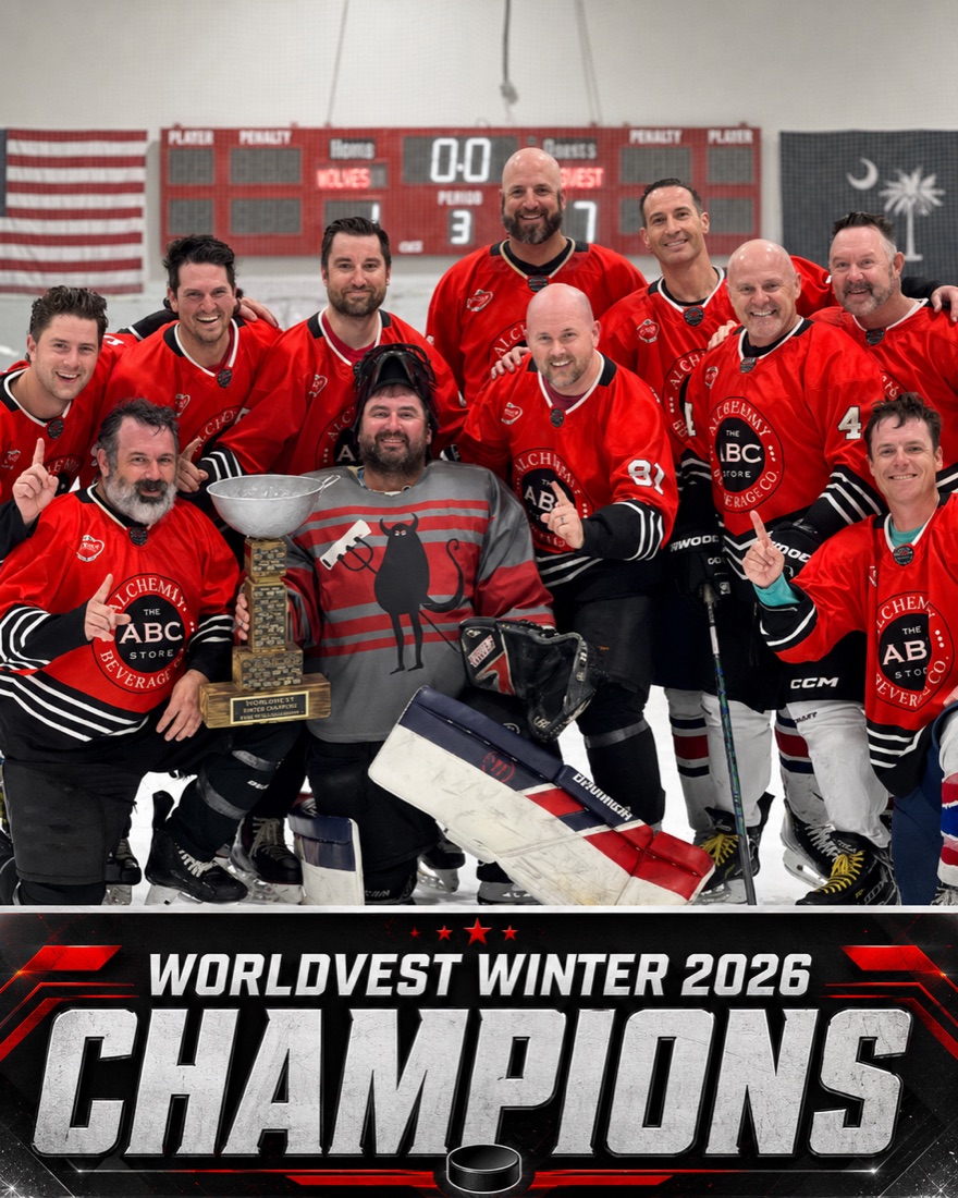 Worldvest, Winter 2026 champions, celebrating with the trophy